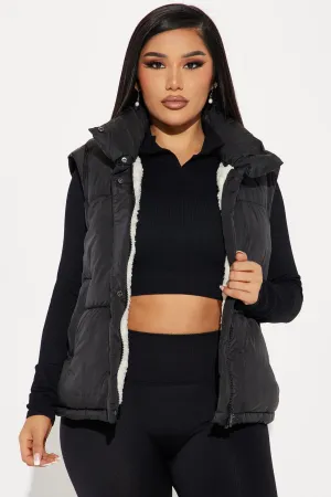 All Day Long Puffer Vest - Black