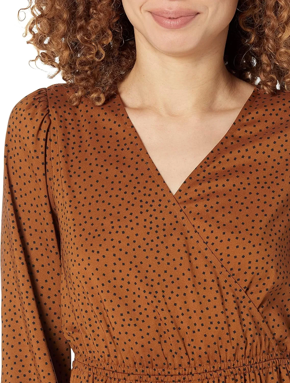Amazon Essentials Women's Lightweight Georgette Long Sleeve V-Neck Midi Dress (Available in Plus Size)