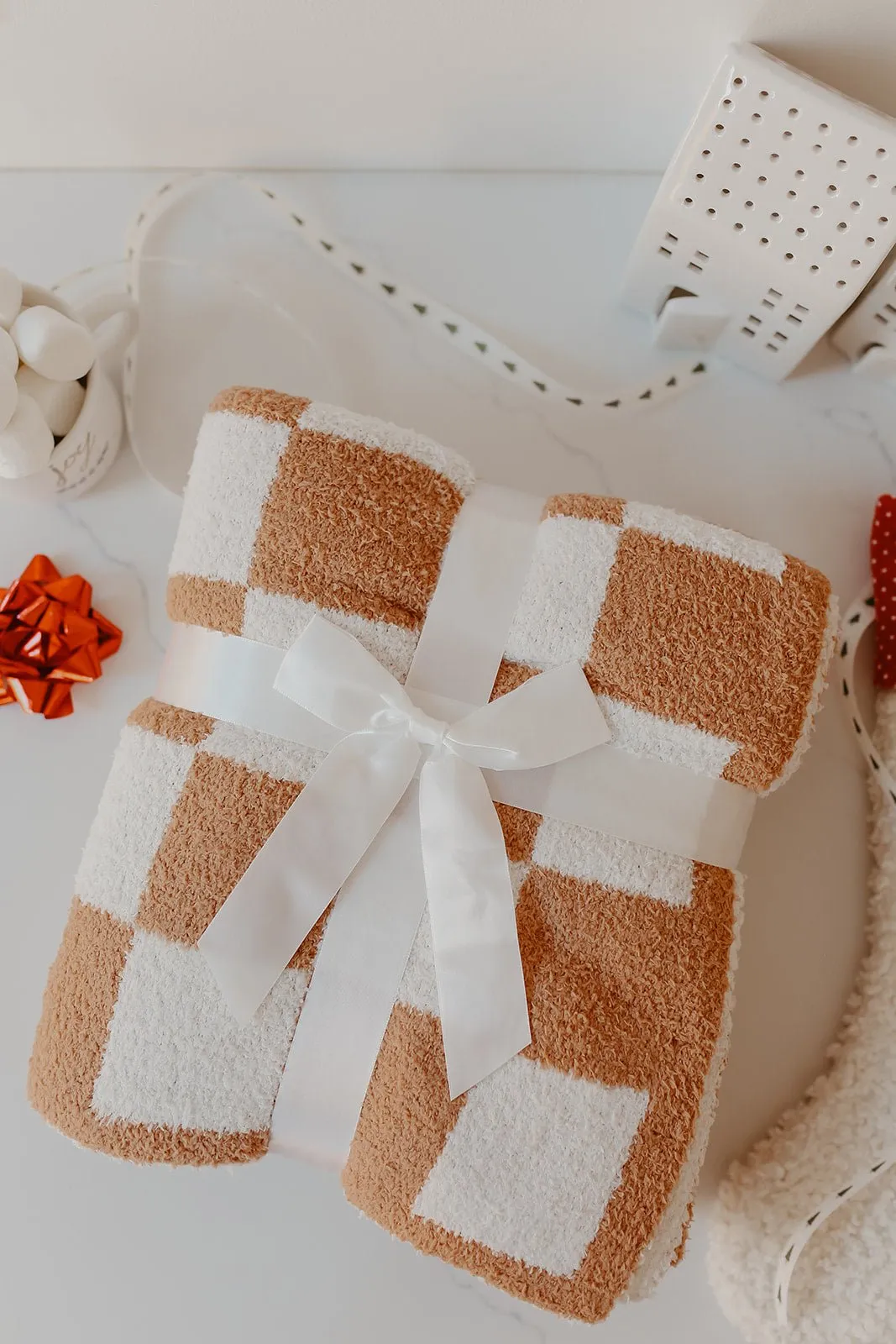 Brown Checkered Throw Blanket - DOORBUSTER