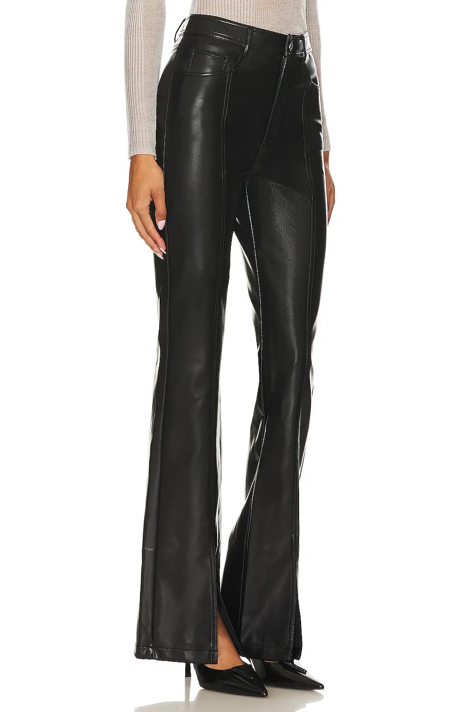 Cinq a Sept Faux Leather Shanis Pants, black
