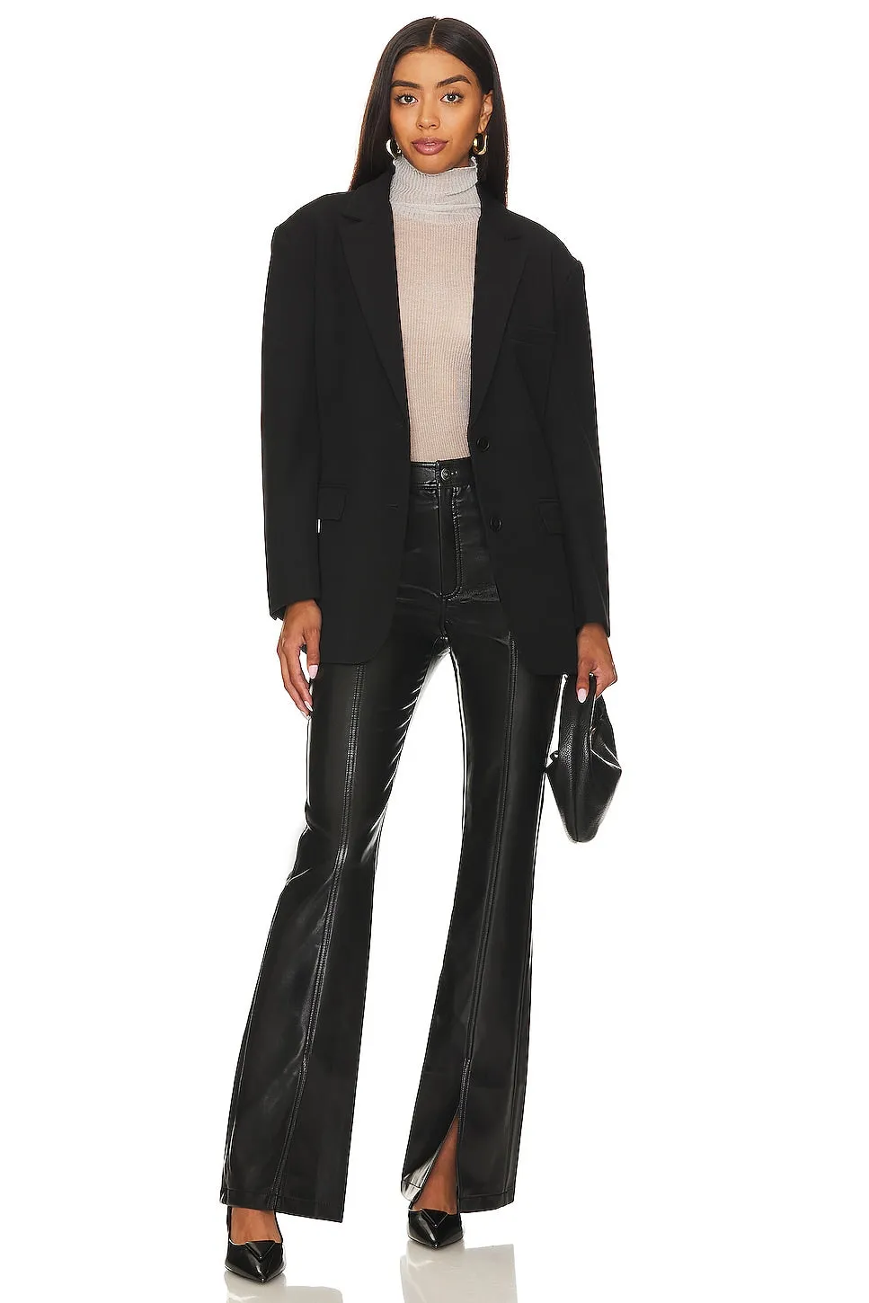 Cinq a Sept Faux Leather Shanis Pants, black