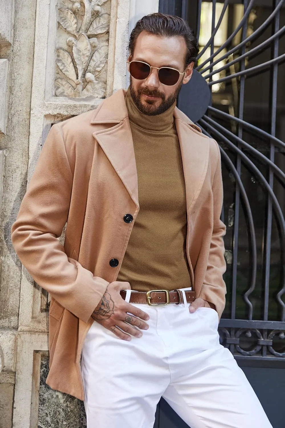 COOFANDY Men's Turtle Neck Shirts High Neck Mock Neck T Shirts Long Sleeve Slim Fit Sweater Casual Thermal Pullover