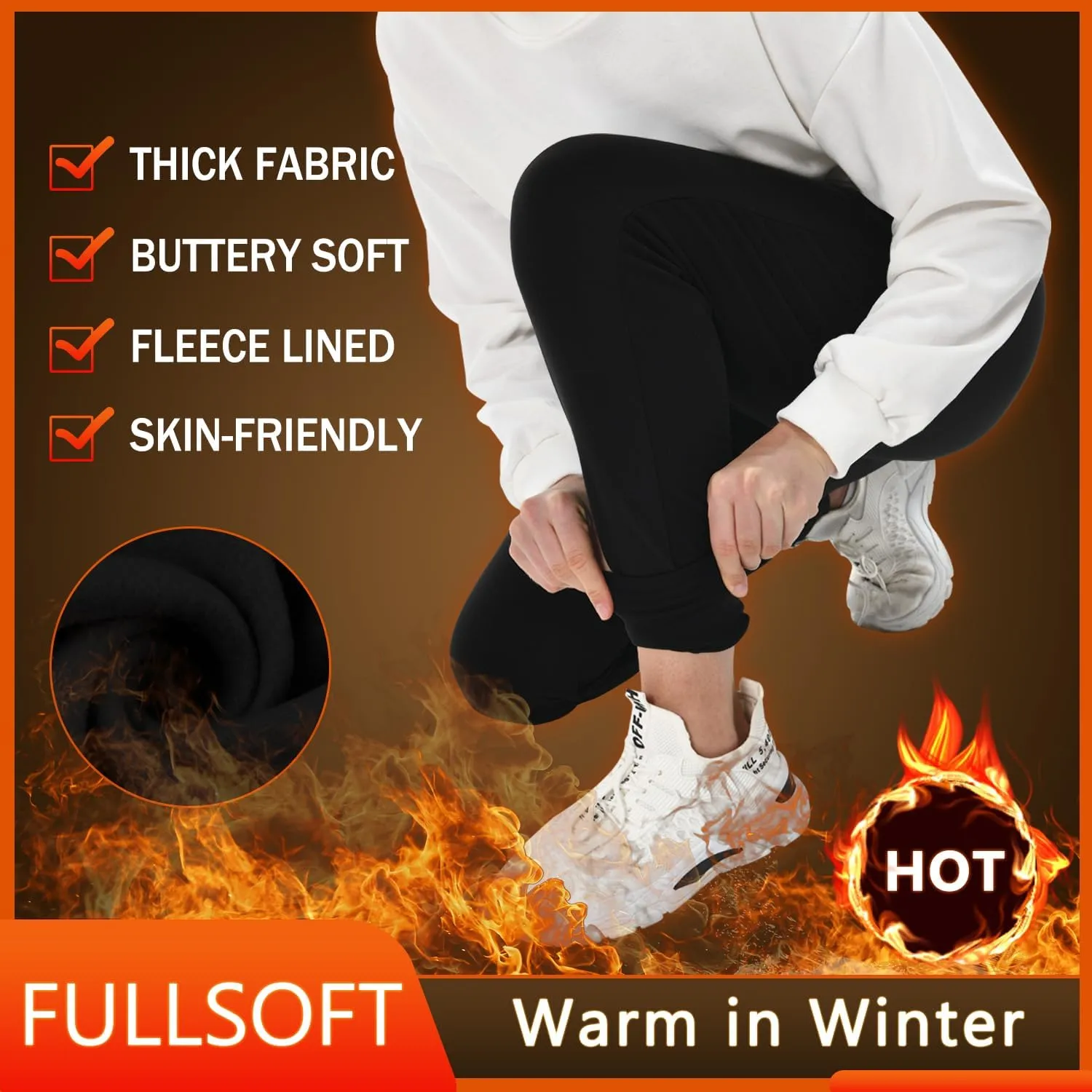 FULLSOFT Fleece Lined Sweatpants for Women-Women's Thermal Joggers with Pockets Lounge Leggings for Workout Running Winter