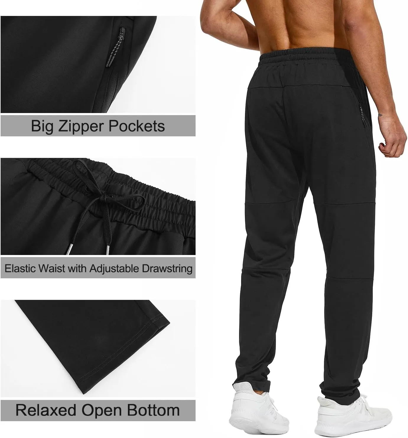 HODOSPORTS 32"/34"/36"/38"/40" Inseam Tall Mens Sweatpants Zipper Pocket Extra Tall Joggers Workout Pants
