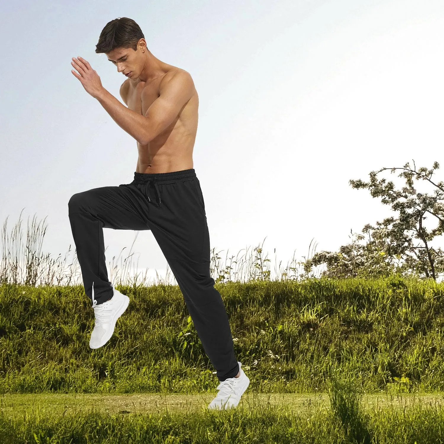 HODOSPORTS 32"/34"/36"/38"/40" Inseam Tall Mens Sweatpants Zipper Pocket Extra Tall Joggers Workout Pants