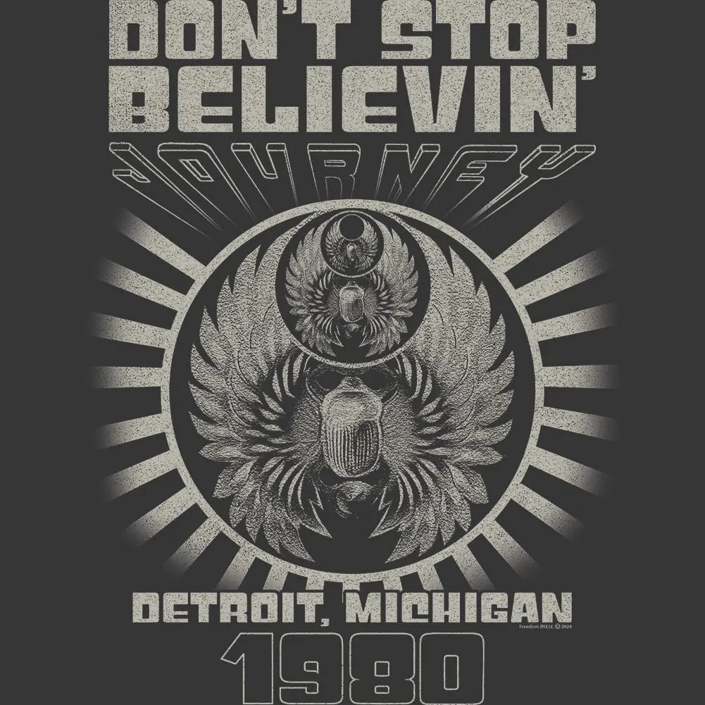 Journey Don't Stop Believin' Detroit '80 Adult Short Sleeve T Shirt Vintage Style 80s Music Graphic Tees