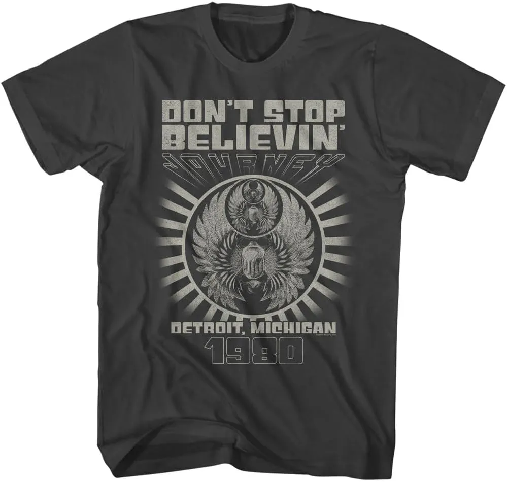 Journey Don't Stop Believin' Detroit '80 Adult Short Sleeve T Shirt Vintage Style 80s Music Graphic Tees