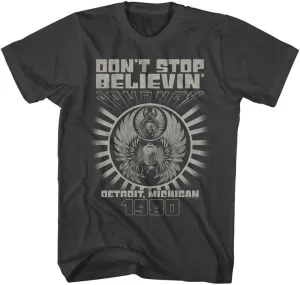 Journey Don't Stop Believin' Detroit '80 Adult Short Sleeve T Shirt Vintage Style 80s Music Graphic Tees