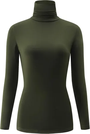 Kindcall Casual Turtleneck Tops Lightweight Long Sleeve Soft Thermal Shirts for Women