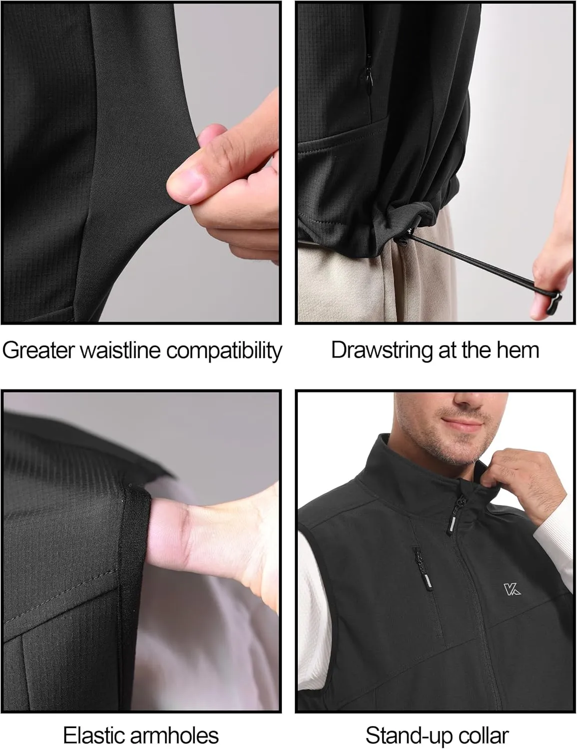 KUTOOK Mens Softshell Sleeveless Jacket Winter Warm Fleece Outerwear Vests for Cycling Golf Hiking