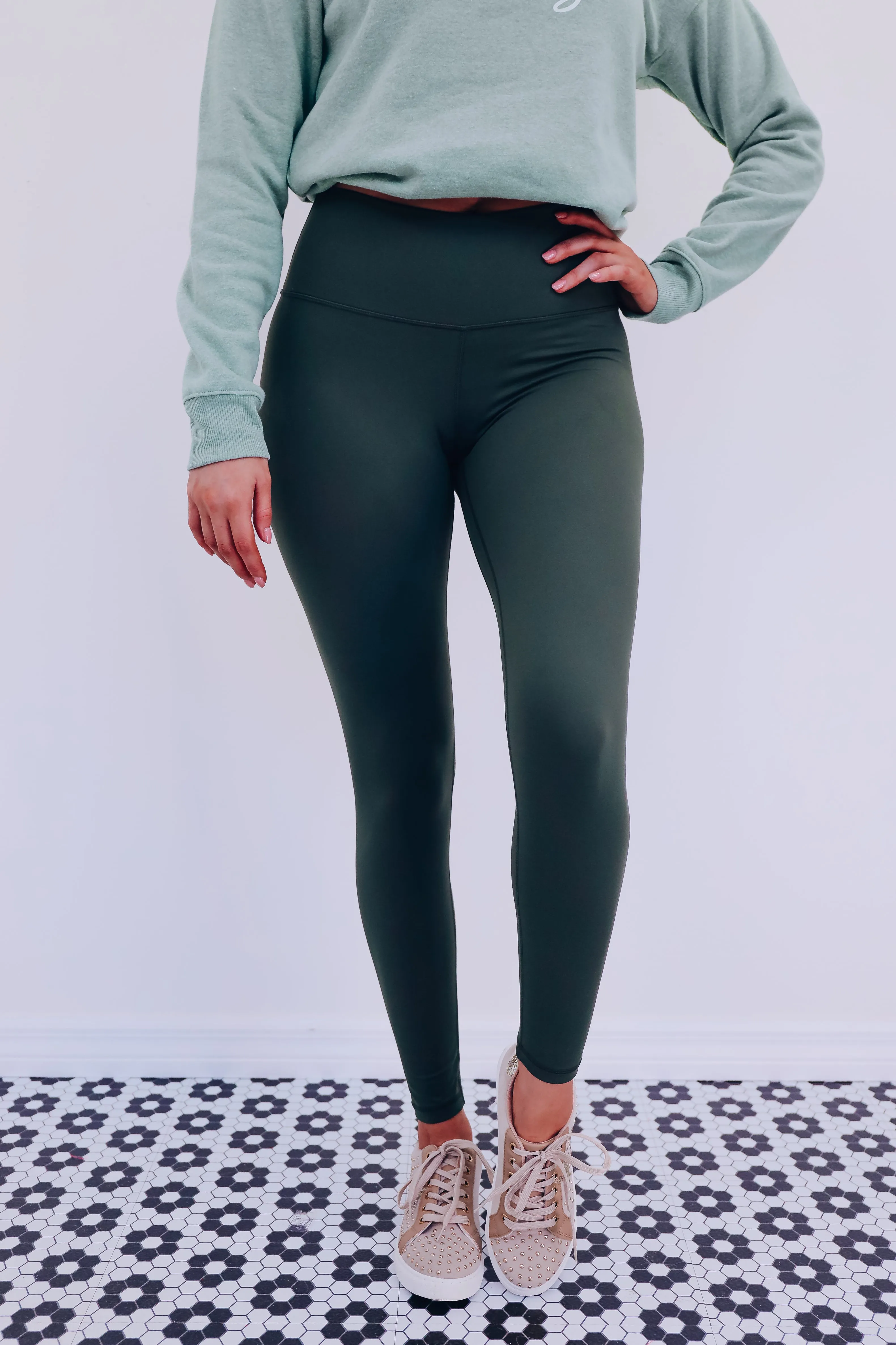 Lanie High Rise Leggings - Dark Olive