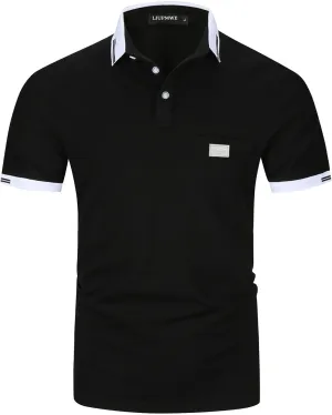 LIUPMWE Polo Shirts for Men with Pocket Elegante Plaided Short Sleeve Cotton T Shirts Golf Shirt