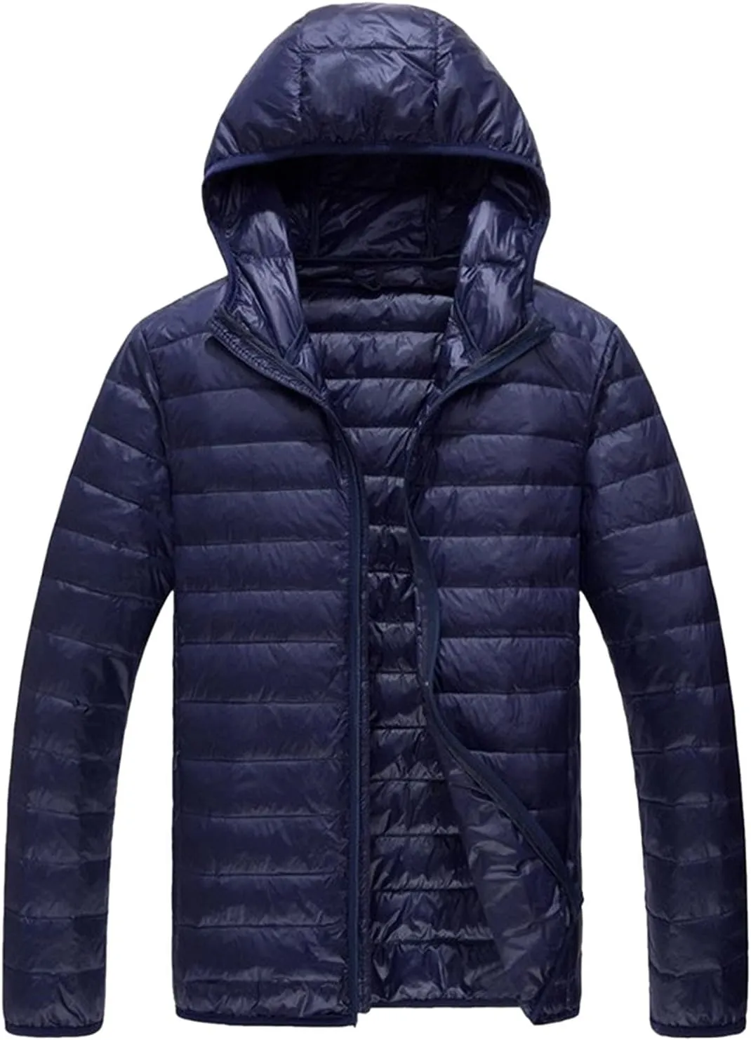 Men Puffer Jacket with Hood Ultra Lightweight Packable Quilted Hooded Bubble Down Jackets Winter Insulated Thick Outwear