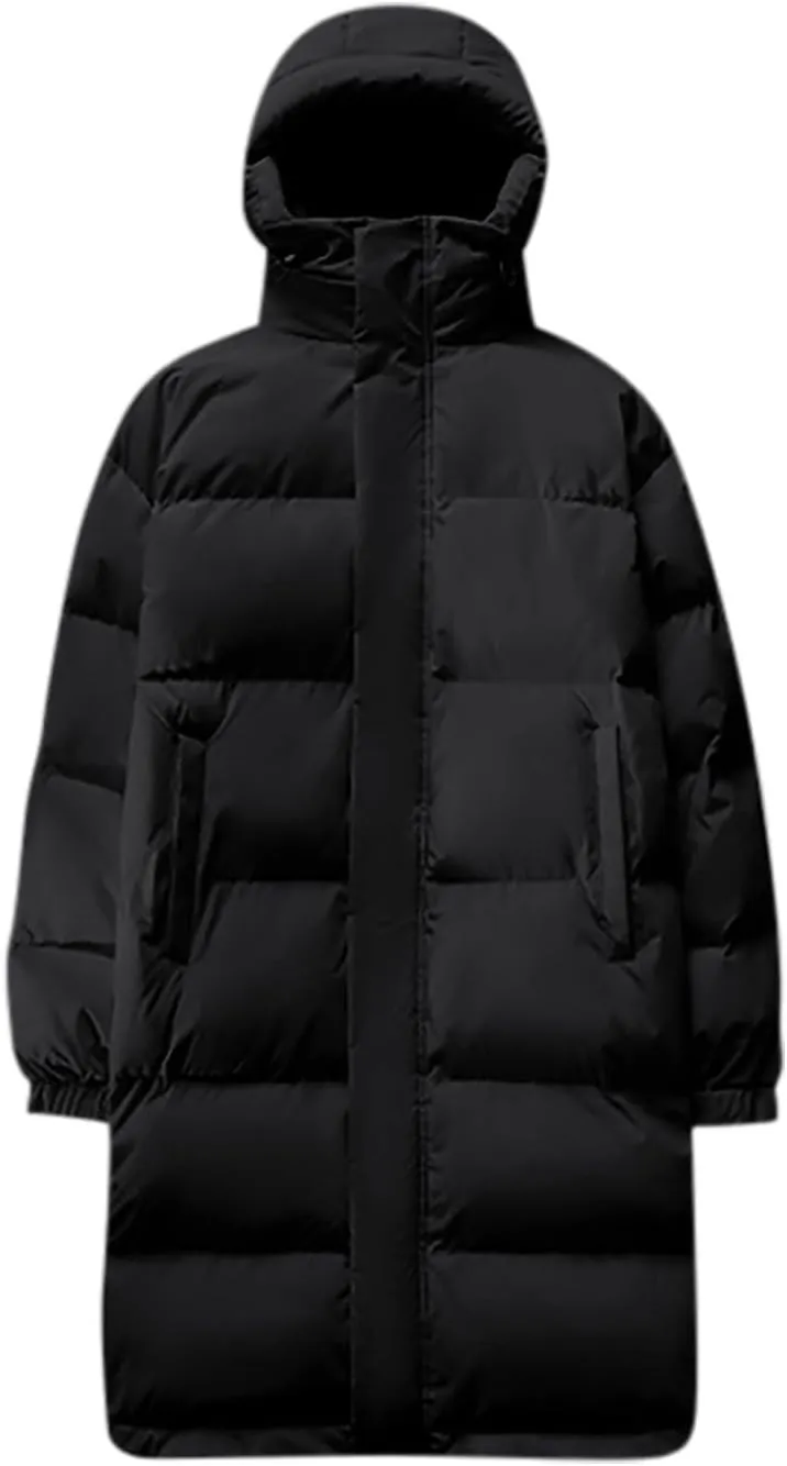 Men's Plus Size Long Down Jacket Full Zipper Hooded Jackets Lightweight Parka Warm Winter Coats Travel Puffer Jacket