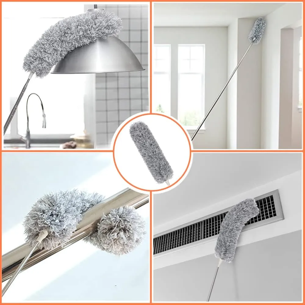 Microfiber Duster, 8PCS Feather Duster with 100 Inch Telescoping Extension Pole, Reusable Bendable Dusters, Washable Lightweight Dusters for Ceilings Fans(2023 UAGRED)