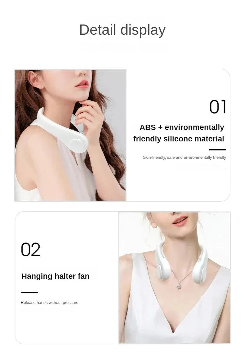 Portable Neck Fan - Mini Bladeless, USB Rechargeable & 3-Speed Cooling Solution