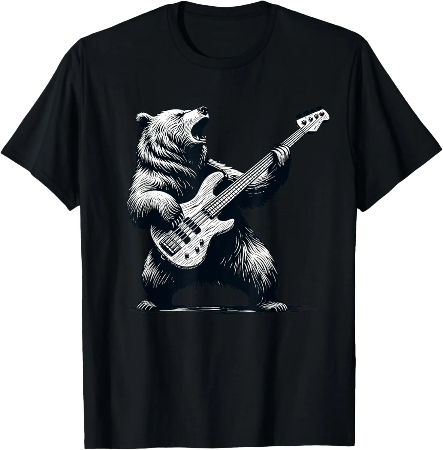 Rocking Bear Bass Guitar Player Concert Festival Music Cool T-Shirt