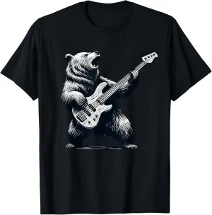 Rocking Bear Bass Guitar Player Concert Festival Music Cool T-Shirt