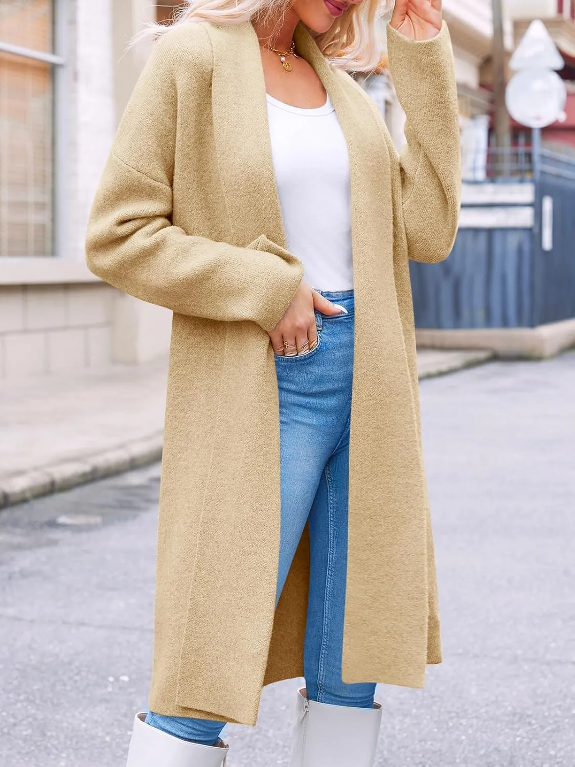 Saodimallsu Womens Long Cardigan Sweaters Chunky Open Front Oversized Slouchy Knit Fall Trendy Coatigan Jackets