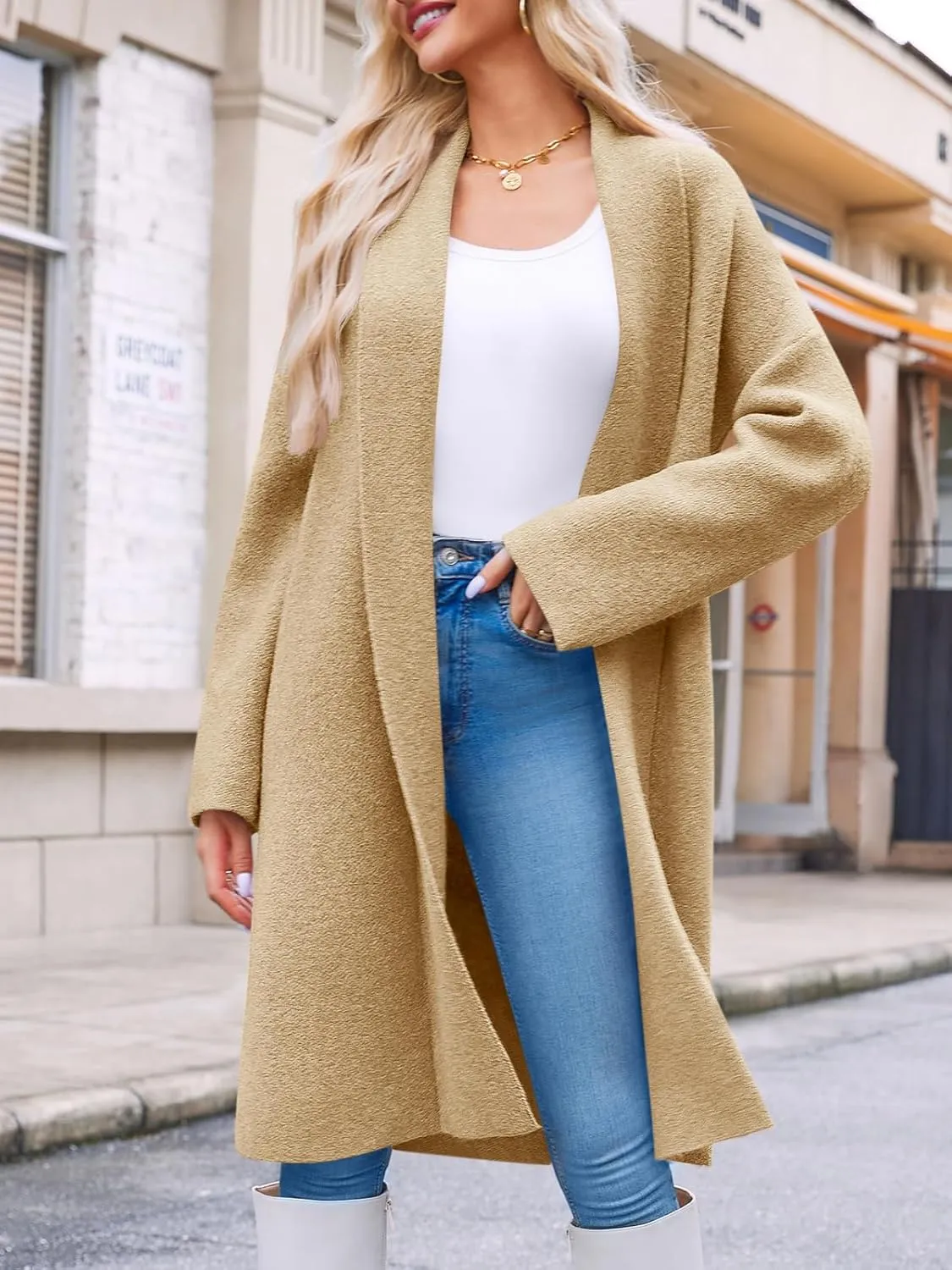Saodimallsu Womens Long Cardigan Sweaters Chunky Open Front Oversized Slouchy Knit Fall Trendy Coatigan Jackets