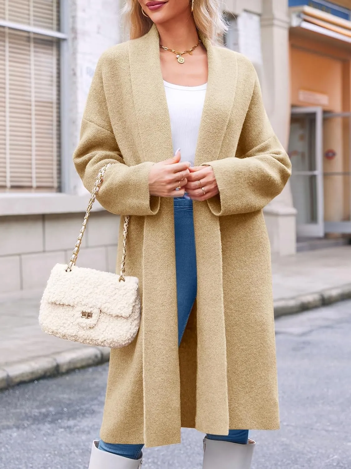 Saodimallsu Womens Long Cardigan Sweaters Chunky Open Front Oversized Slouchy Knit Fall Trendy Coatigan Jackets
