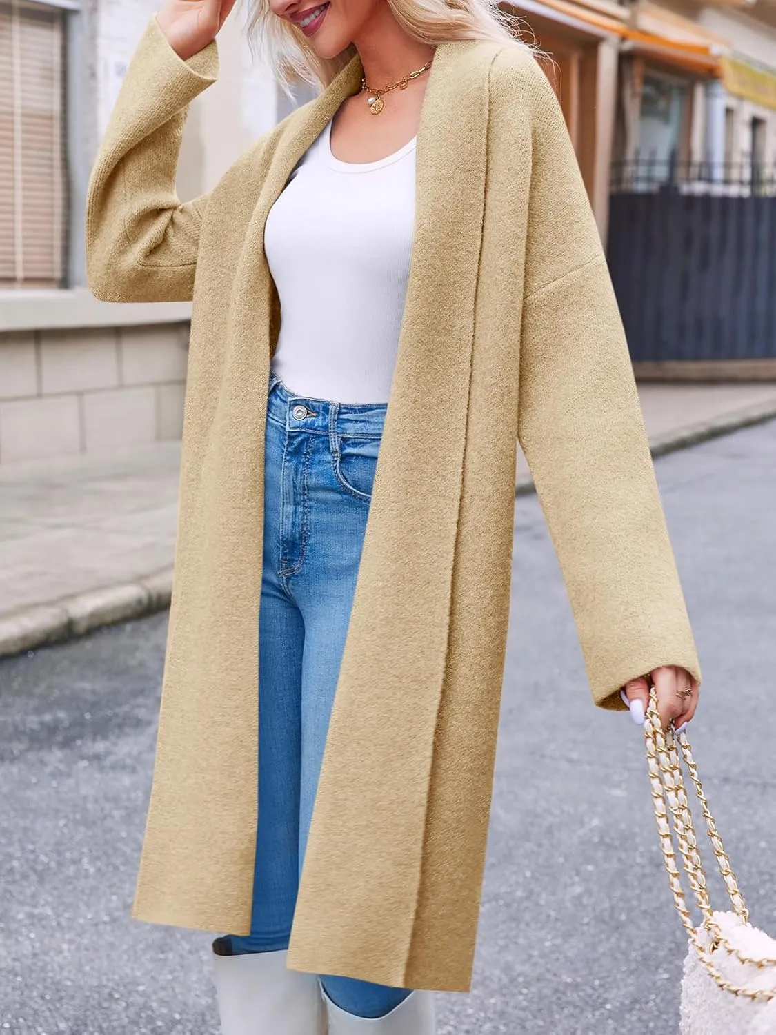 Saodimallsu Womens Long Cardigan Sweaters Chunky Open Front Oversized Slouchy Knit Fall Trendy Coatigan Jackets