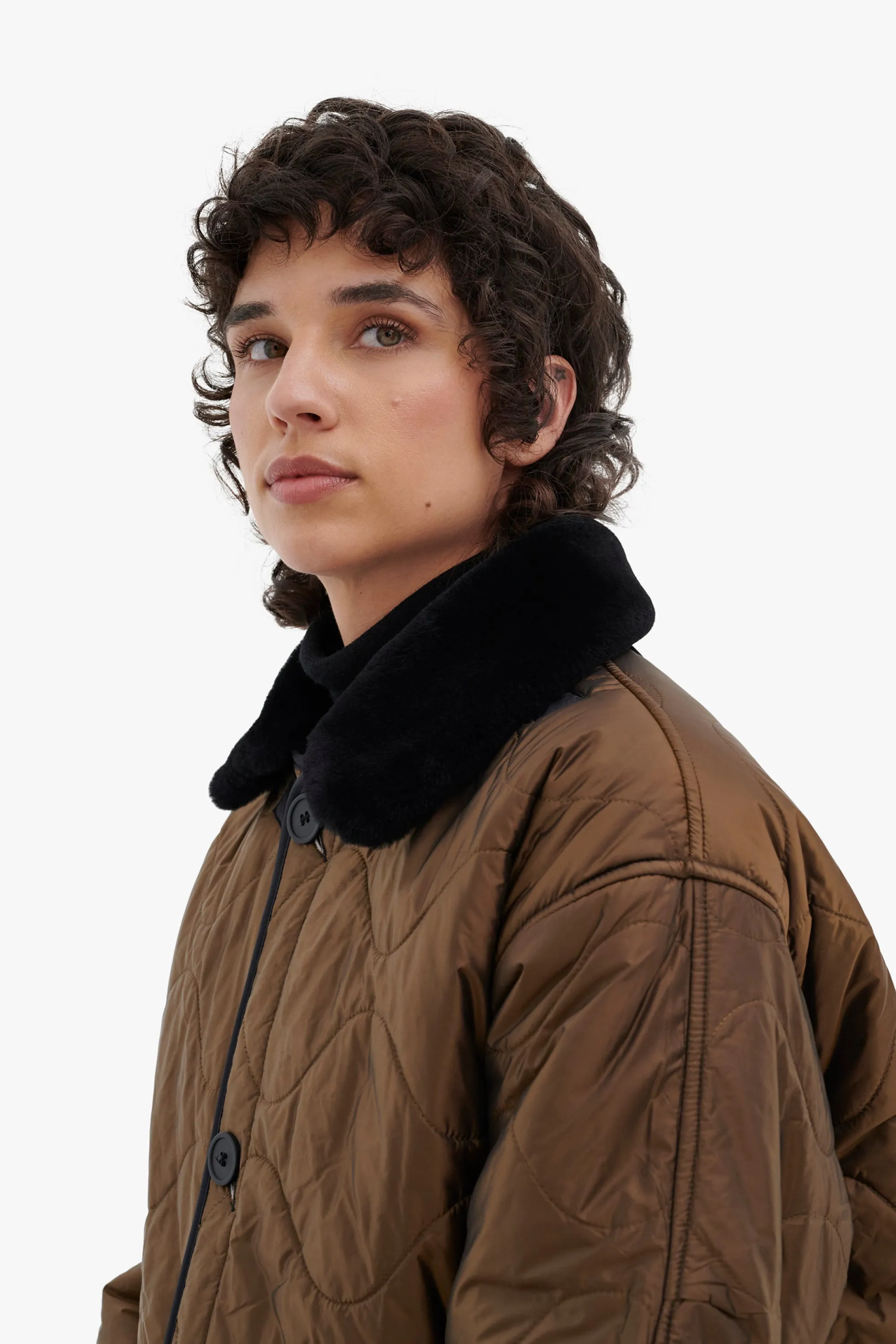 Shearling Collar - Black Short Hair