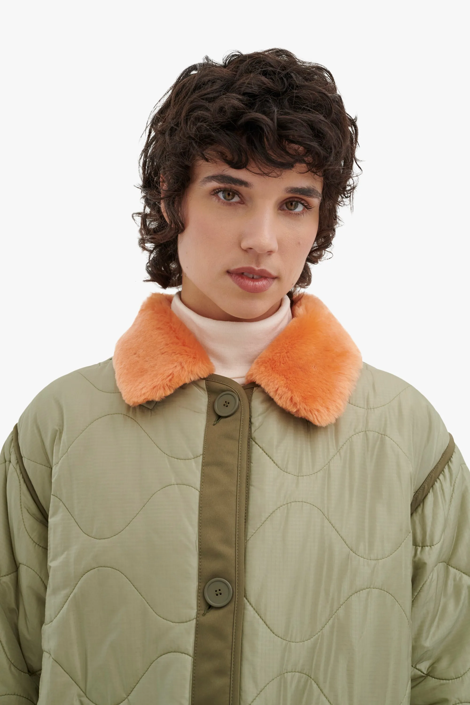 Shearling Collar - Bright Orange