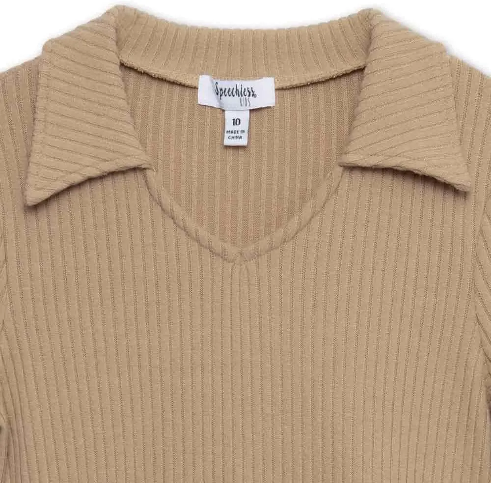Speechless Girls' 3/4 Sleeve Chunky Sweater Knit Midi Dress