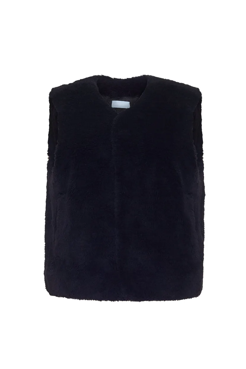The Poppy Shearling Vest | Black