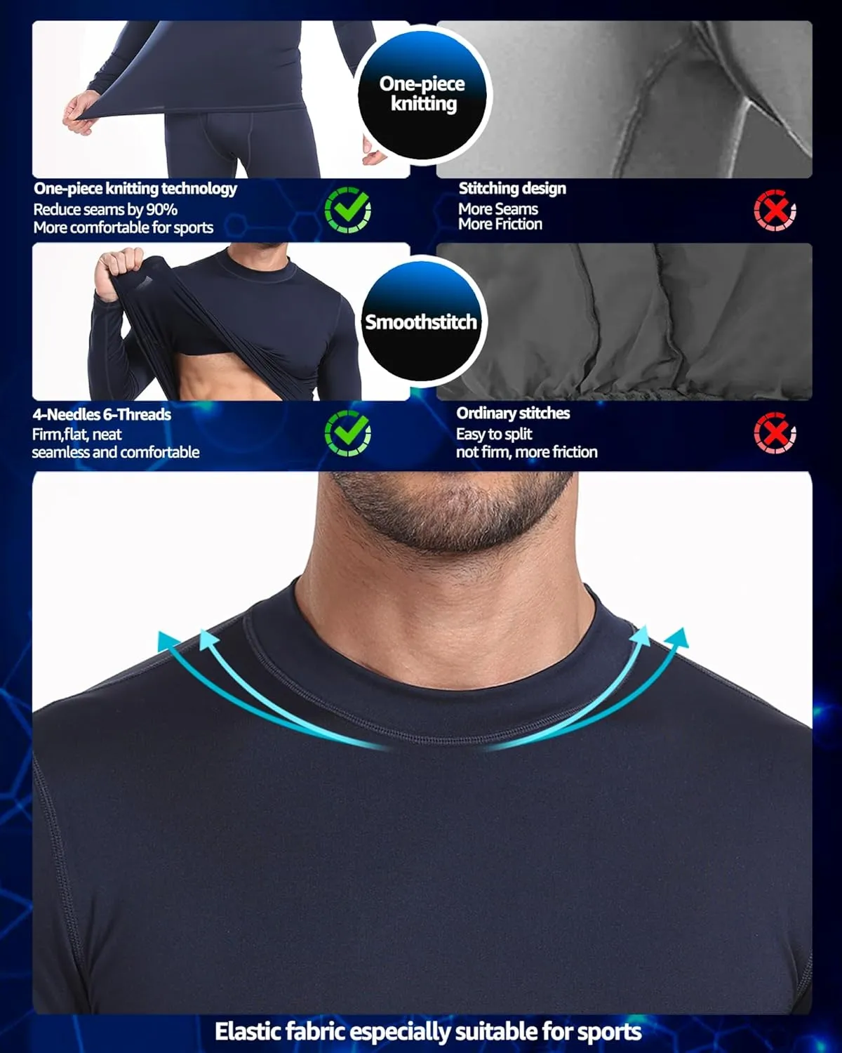 UNIQUEBLLA Long Johns Thermal Underwear Set for Men Thermal Base Layer Cold Weather Bottom Top