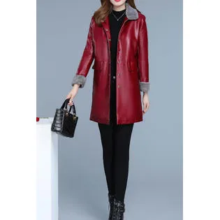 Women Elegant Windbreaker Casual Leather Jacket   WJC23245